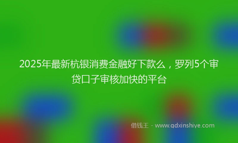 2025年最新杭银消费金融好下款么，罗列5个审贷口子审核加快的平台