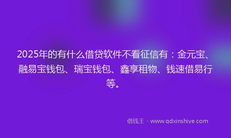 2025年的有什么借贷软件不看征信有：金元宝、融易宝钱包、瑞宝钱包、鑫享租物、钱速借易行等。