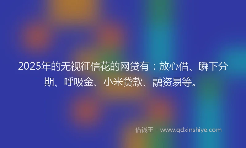 2025年的无视征信花的网贷有：放心借、瞬下分期、呼吸金、小米贷款、融资易等。