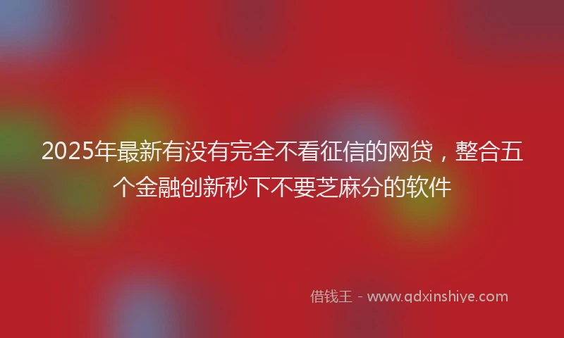 2025年最新有没有完全不看征信的网贷，整合五个金融创新秒下不要芝麻分的软件