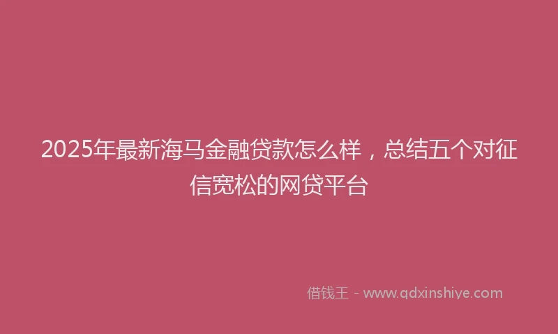 2025年最新海马金融贷款怎么样，总结五个对征信宽松的网贷平台