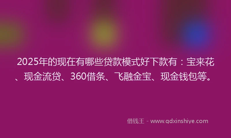 2025年的现在有哪些贷款模式好下款有：宝来花、现金流贷、360借条、飞融金宝、现金钱包等。