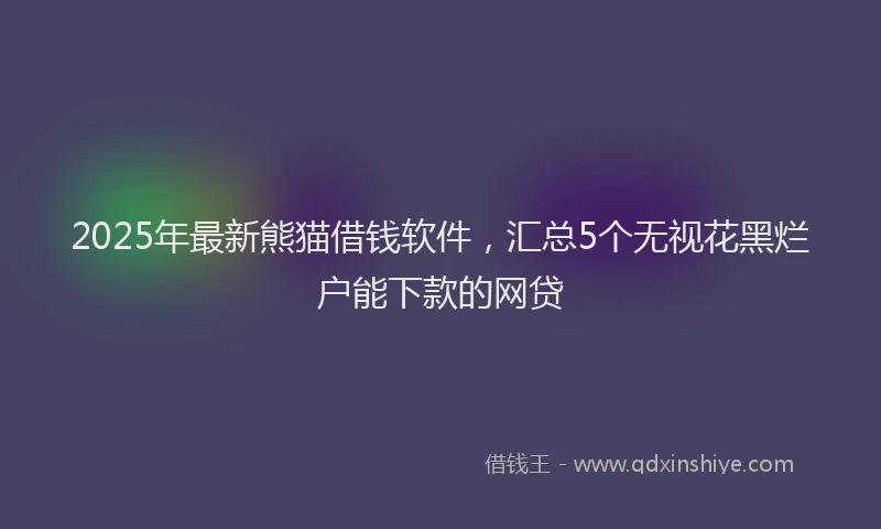 2025年最新熊猫借钱软件，汇总5个无视花黑烂户能下款的网贷