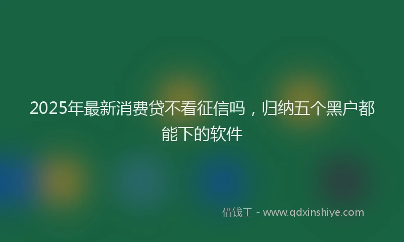 2025年最新消费贷不看征信吗，归纳五个黑户都能下的软件