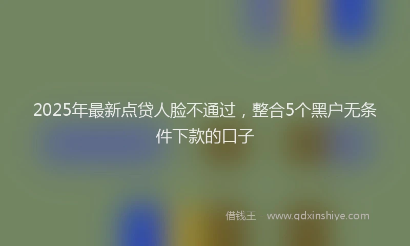 2025年最新点贷人脸不通过，整合5个黑户无条件下款的口子