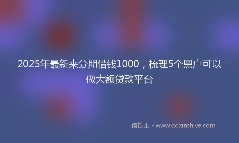 2025年最新来分期借钱1000，梳理5个黑户可以做大额贷款平台