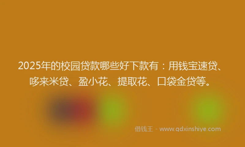 2025年的校园贷款哪些好下款有：用钱宝速贷、哆来米贷、盈小花、提取花、口袋金贷等。