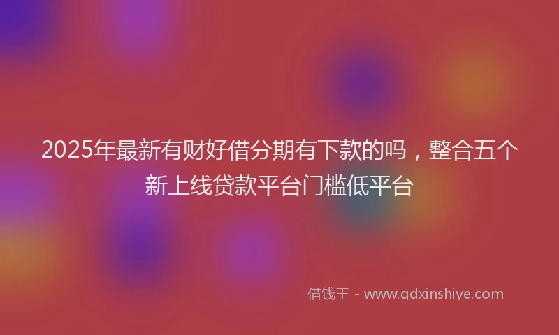 2025年最新有财好借分期有下款的吗，整合五个新上线贷款平台门槛低平台