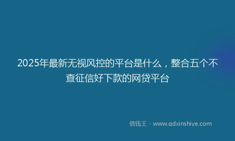 2025年最新无视风控的平台是什么，整合五个不查征信好下款的网贷平台