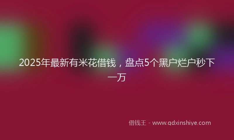 2025年最新有米花借钱，盘点5个黑户烂户秒下一万