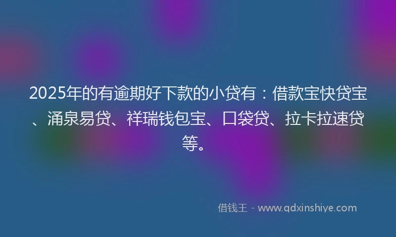 2025年的有逾期好下款的小贷有：借款宝快贷宝、涌泉易贷、祥瑞钱包宝、口袋贷、拉卡拉速贷等。