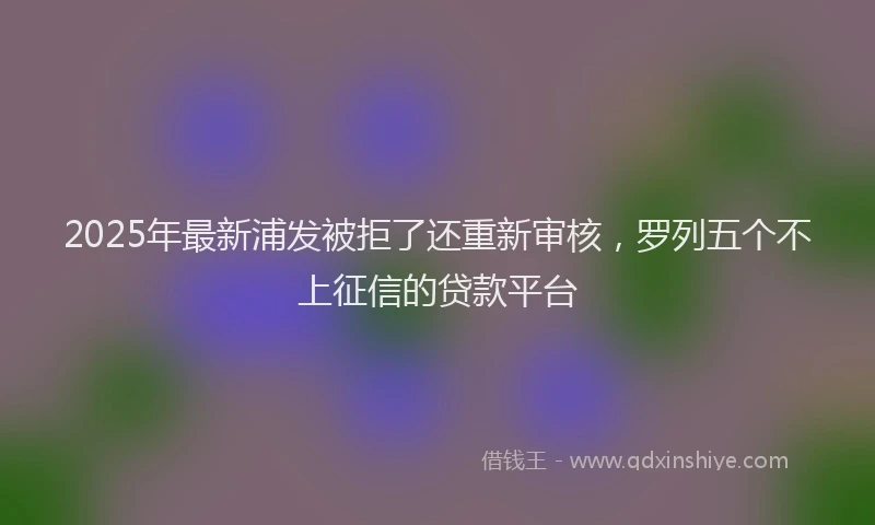 2025年最新浦发被拒了还重新审核，罗列五个不上征信的贷款平台