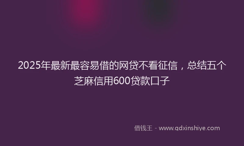 2025年最新最容易借的网贷不看征信，总结五个芝麻信用600贷款口子