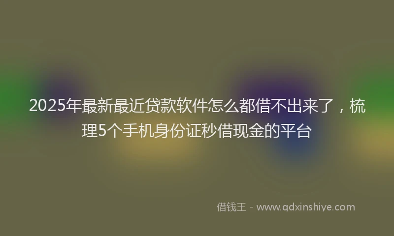 2025年最新最近贷款软件怎么都借不出来了，梳理5个手机身份证秒借现金的平台