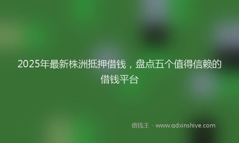 2025年最新株洲抵押借钱，盘点五个值得信赖的借钱平台