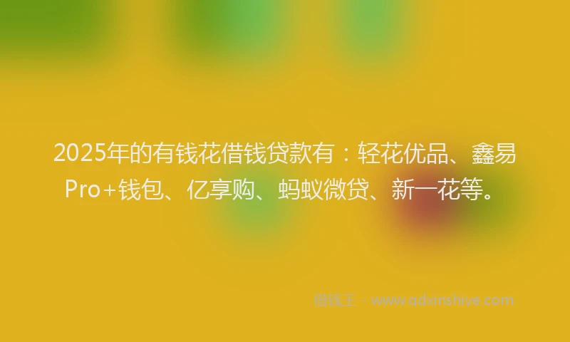 2025年的有钱花借钱贷款有：轻花优品、鑫易Pro+钱包、亿享购、蚂蚁微贷、新一花等。