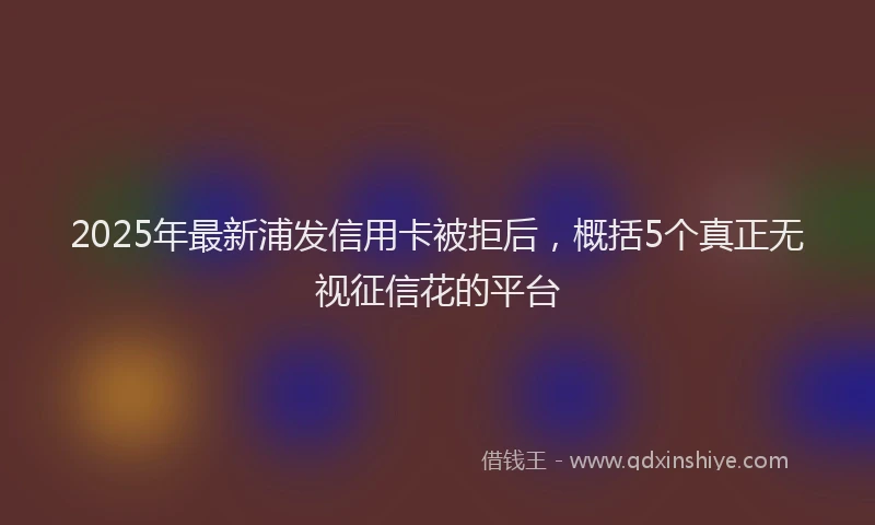 2025年最新浦发信用卡被拒后，概括5个真正无视征信花的平台