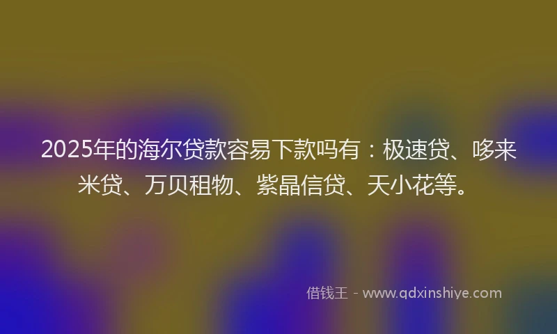2025年的海尔贷款容易下款吗有：极速贷、哆来米贷、万贝租物、紫晶信贷、天小花等。