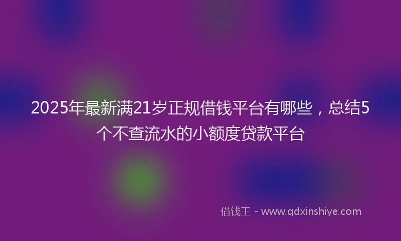 2025年最新满21岁正规借钱平台有哪些，总结5个不查流水的小额度贷款平台
