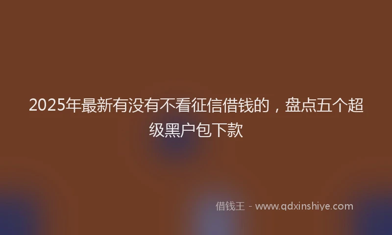 2025年最新有没有不看征信借钱的，盘点五个超级黑户包下款