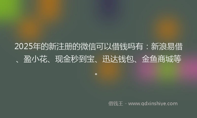 2025年的新注册的微信可以借钱吗有：新浪易借、盈小花、现金秒到宝、迅达钱包、金鱼商城等。
