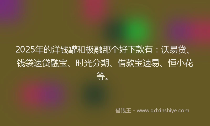 2025年的洋钱罐和极融那个好下款有：沃易贷、钱袋速贷融宝、时光分期、借款宝速易、恒小花等。