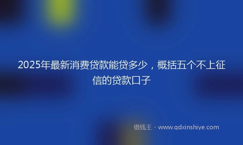 2025年最新消费贷款能贷多少，概括五个不上征信的贷款口子
