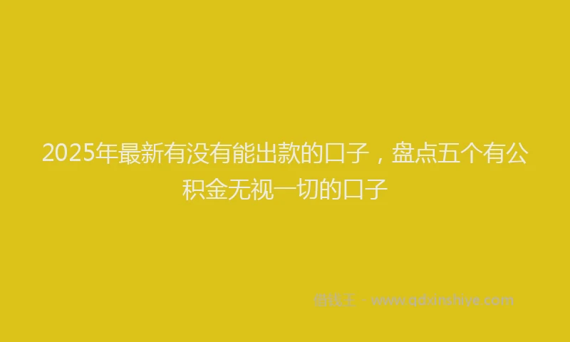 2025年最新有没有能出款的口子，盘点五个有公积金无视一切的口子