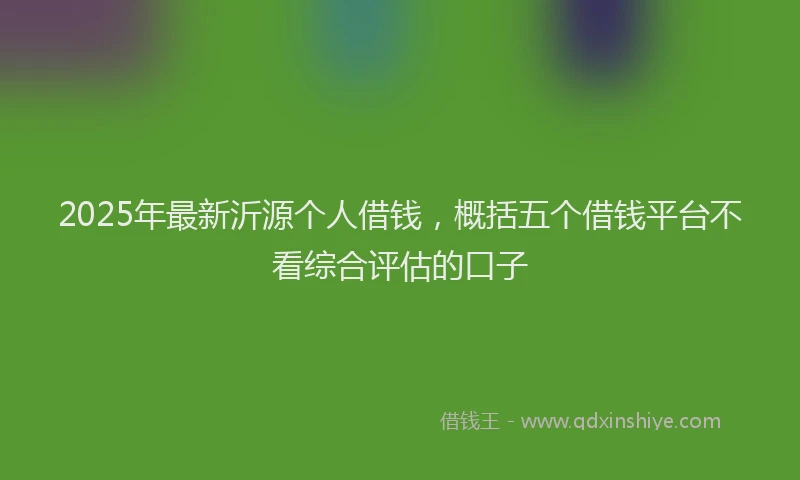 2025年最新沂源个人借钱，概括五个借钱平台不看综合评估的口子