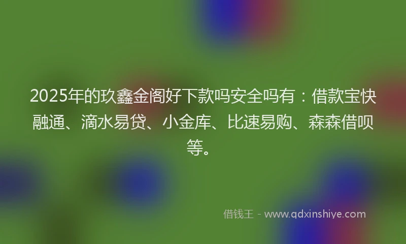 2025年的玖鑫金阁好下款吗安全吗有：借款宝快融通、滴水易贷、小金库、比速易购、森森借呗等。