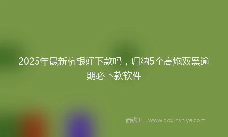 2025年最新杭银好下款吗，归纳5个高炮双黑逾期必下款软件