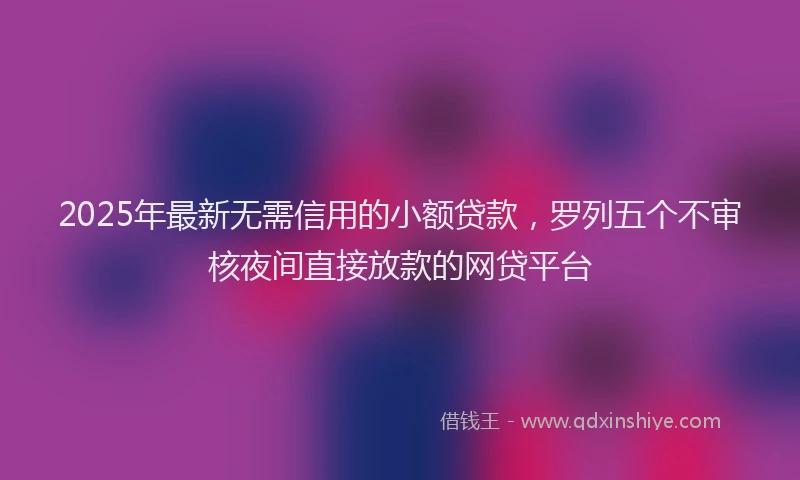 2025年最新无需信用的小额贷款，罗列五个不审核夜间直接放款的网贷平台