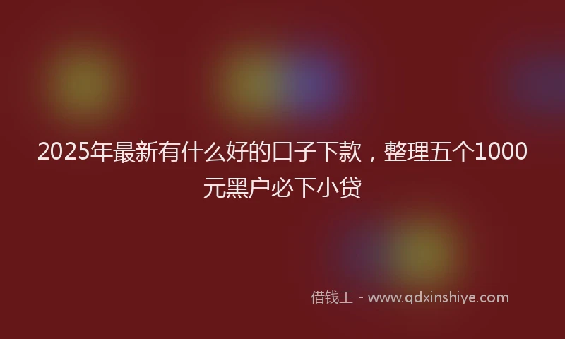 2025年最新有什么好的口子下款，整理五个1000元黑户必下小贷