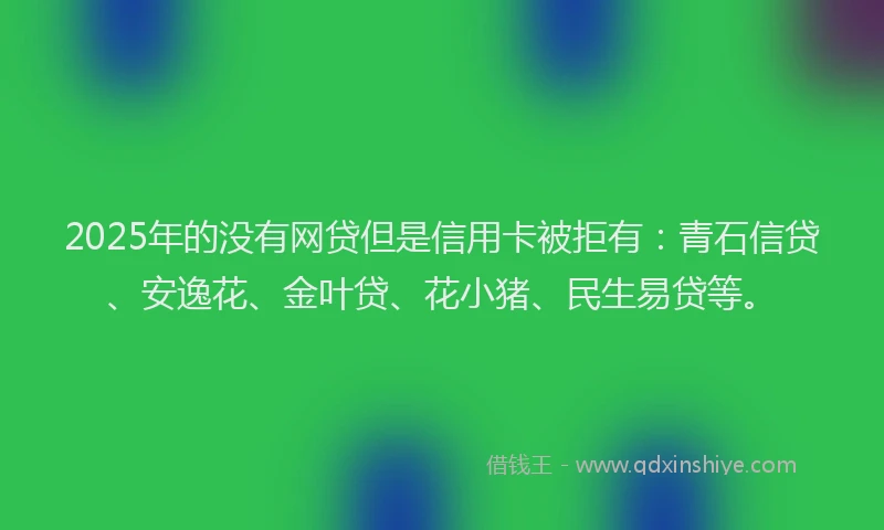 2025年的没有网贷但是信用卡被拒有：青石信贷、安逸花、金叶贷、花小猪、民生易贷等。