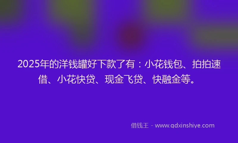 2025年的洋钱罐好下款了有：小花钱包、拍拍速借、小花快贷、现金飞贷、快融金等。