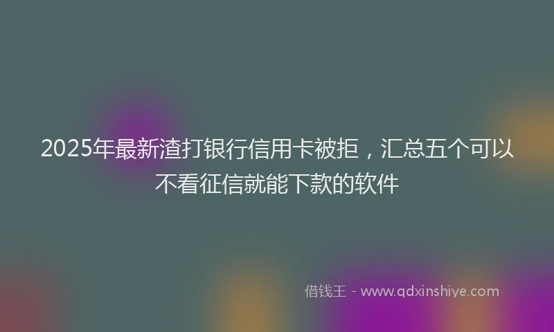 2025年最新渣打银行信用卡被拒，汇总五个可以不看征信就能下款的软件