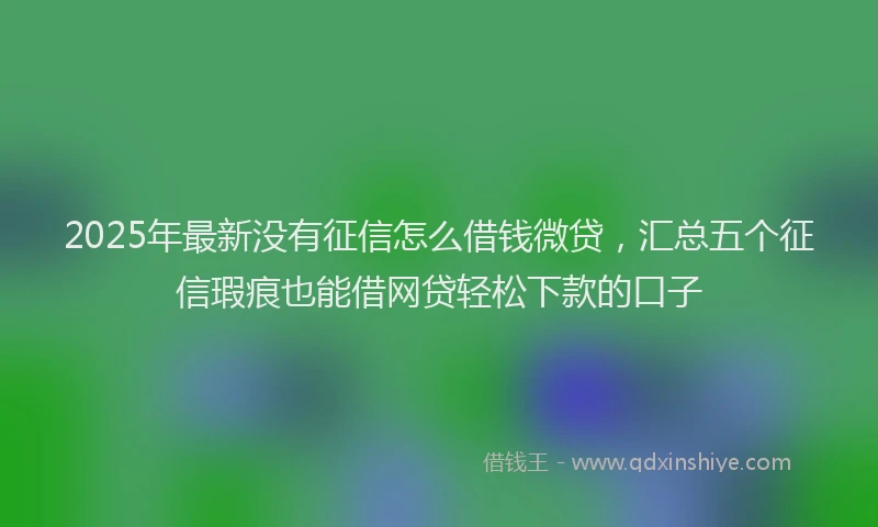 2025年最新没有征信怎么借钱微贷，汇总五个征信瑕疵也能借网贷轻松下款的口子