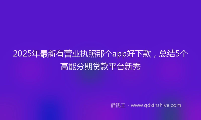 2025年最新有营业执照那个app好下款，总结5个高能分期贷款平台新秀