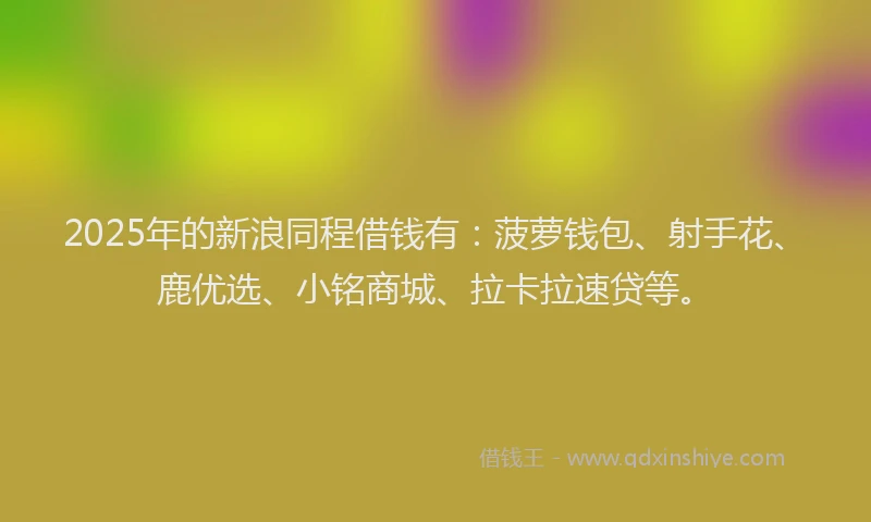 2025年的新浪同程借钱有：菠萝钱包、射手花、鹿优选、小铭商城、拉卡拉速贷等。