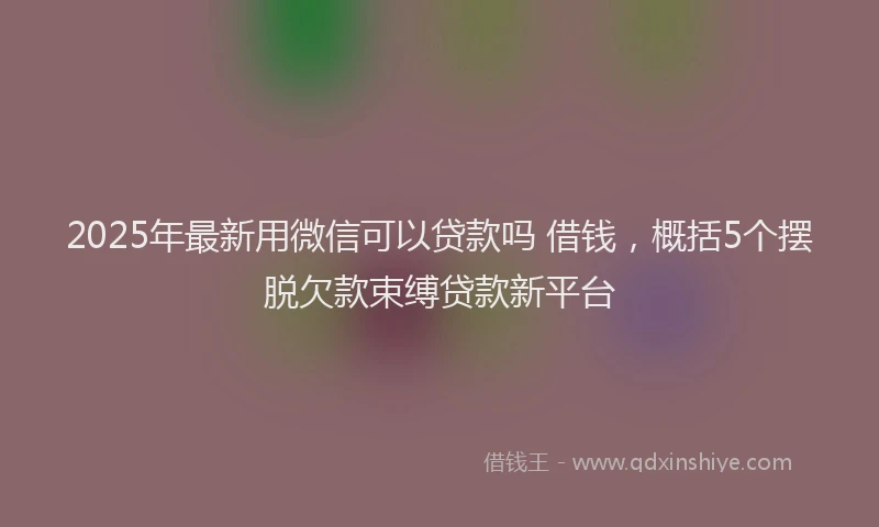2025年最新用微信可以贷款吗 借钱，概括5个摆脱欠款束缚贷款新平台