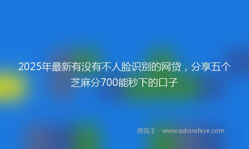 2025年最新有没有不人脸识别的网贷，分享五个芝麻分700能秒下的口子