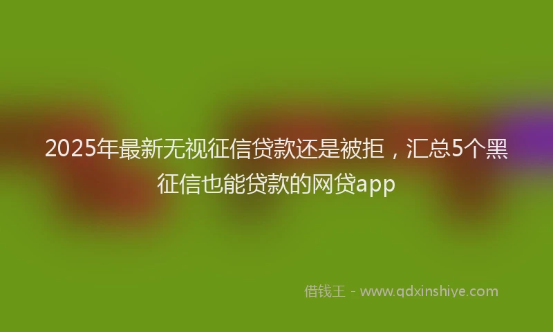 2025年最新无视征信贷款还是被拒，汇总5个黑征信也能贷款的网贷app