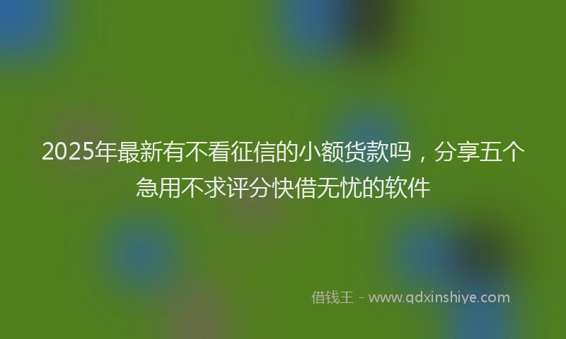 2025年最新有不看征信的小额货款吗，分享五个急用不求评分快借无忧的软件