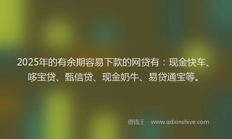 2025年的有余期容易下款的网贷有：现金快车、哆宝贷、甄信贷、现金奶牛、易贷通宝等。