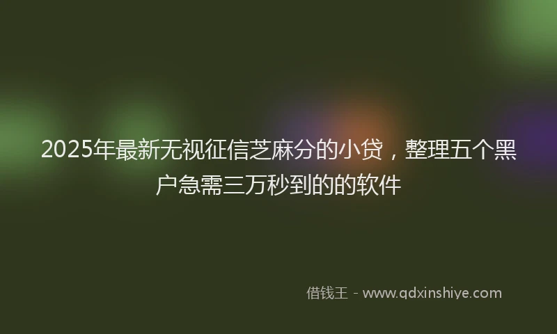 2025年最新无视征信芝麻分的小贷，整理五个黑户急需三万秒到的的软件