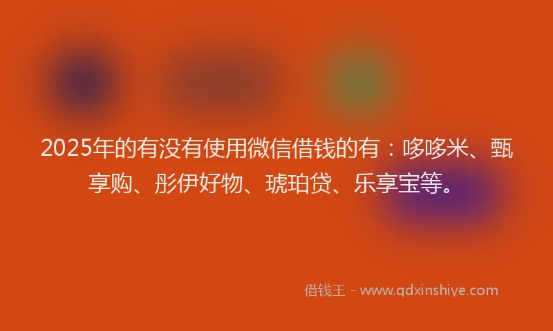 2025年的有没有使用微信借钱的有：哆哆米、甄享购、彤伊好物、琥珀贷、乐享宝等。