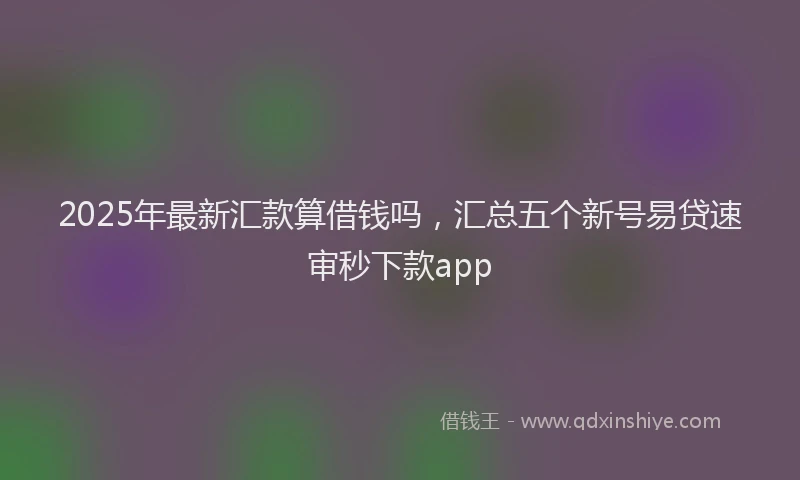 2025年最新汇款算借钱吗，汇总五个新号易贷速审秒下款app