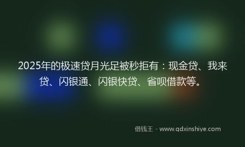 2025年的极速贷月光足被秒拒有：现金贷、我来贷、闪银通、闪银快贷、省呗借款等。