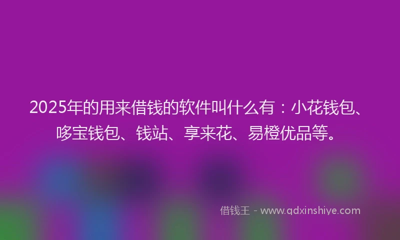 2025年的用来借钱的软件叫什么有：小花钱包、哆宝钱包、钱站、享来花、易橙优品等。