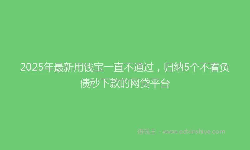 2025年最新用钱宝一直不通过，归纳5个不看负债秒下款的网贷平台